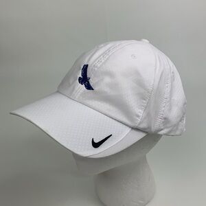 Nike Golf White Baseball Cap hat Eagle Navy blue embroidered Logo Adjustable